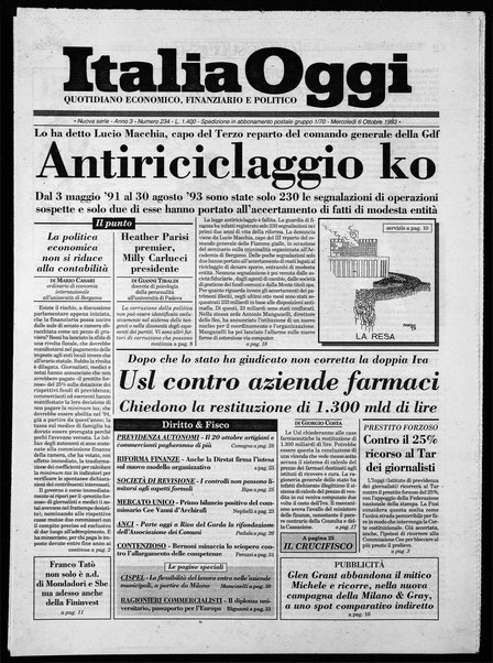 Italia oggi : quotidiano di economia finanza e politica